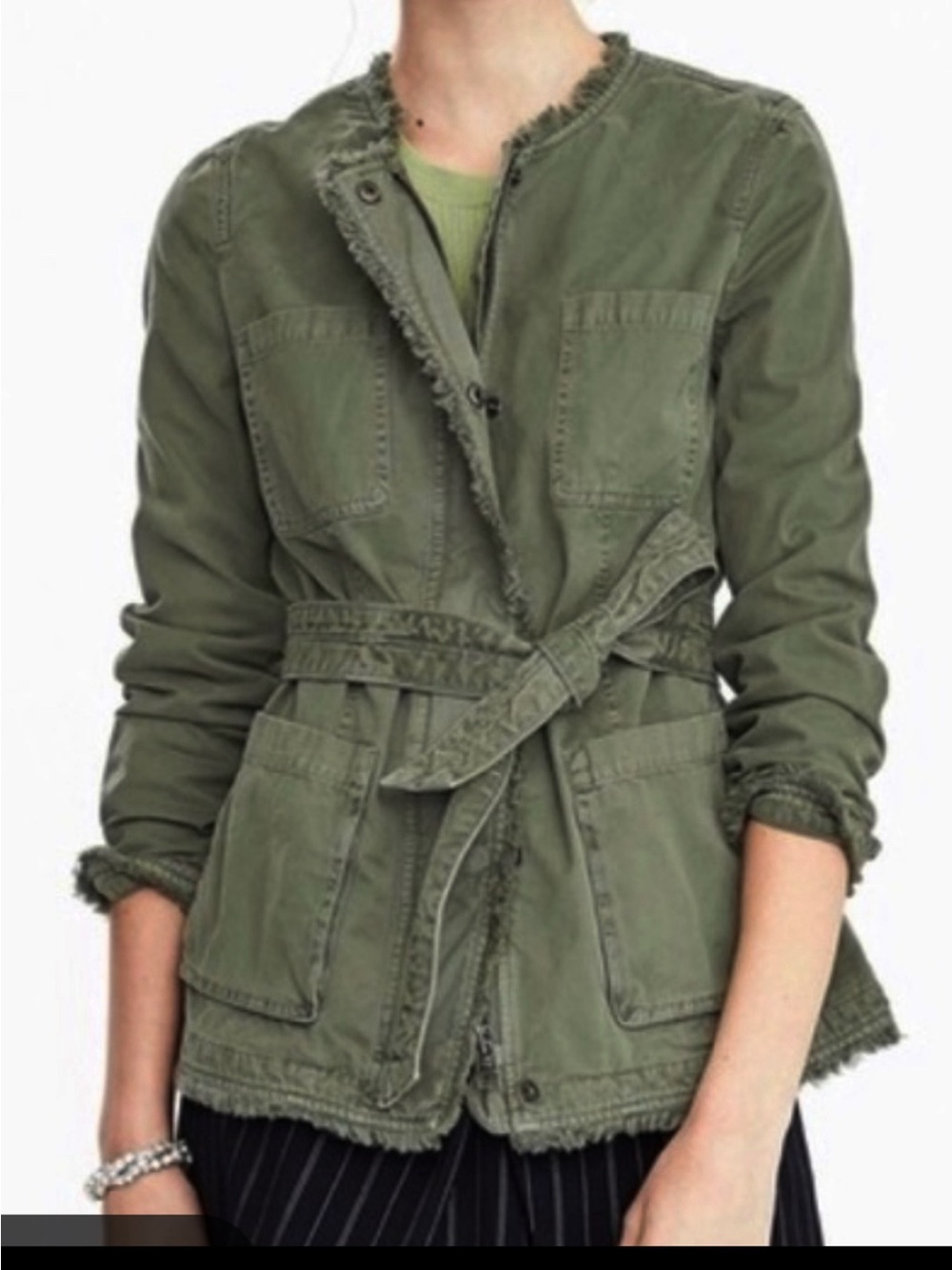 BANANA REPUBLIC MILITARY SAFARI UTILITY BELTED JACKET OLIVE MEDIUM